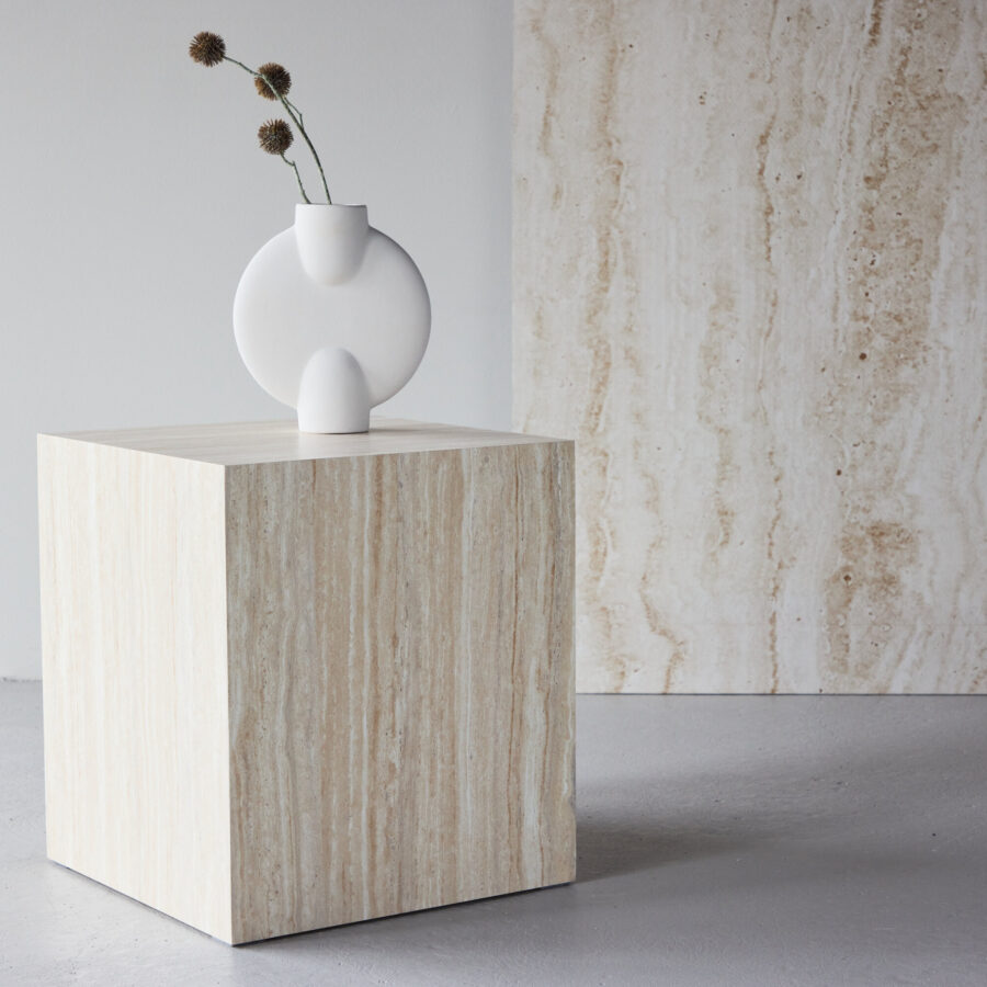 Table basse York - 45x40x40 cm - Aspect travertin