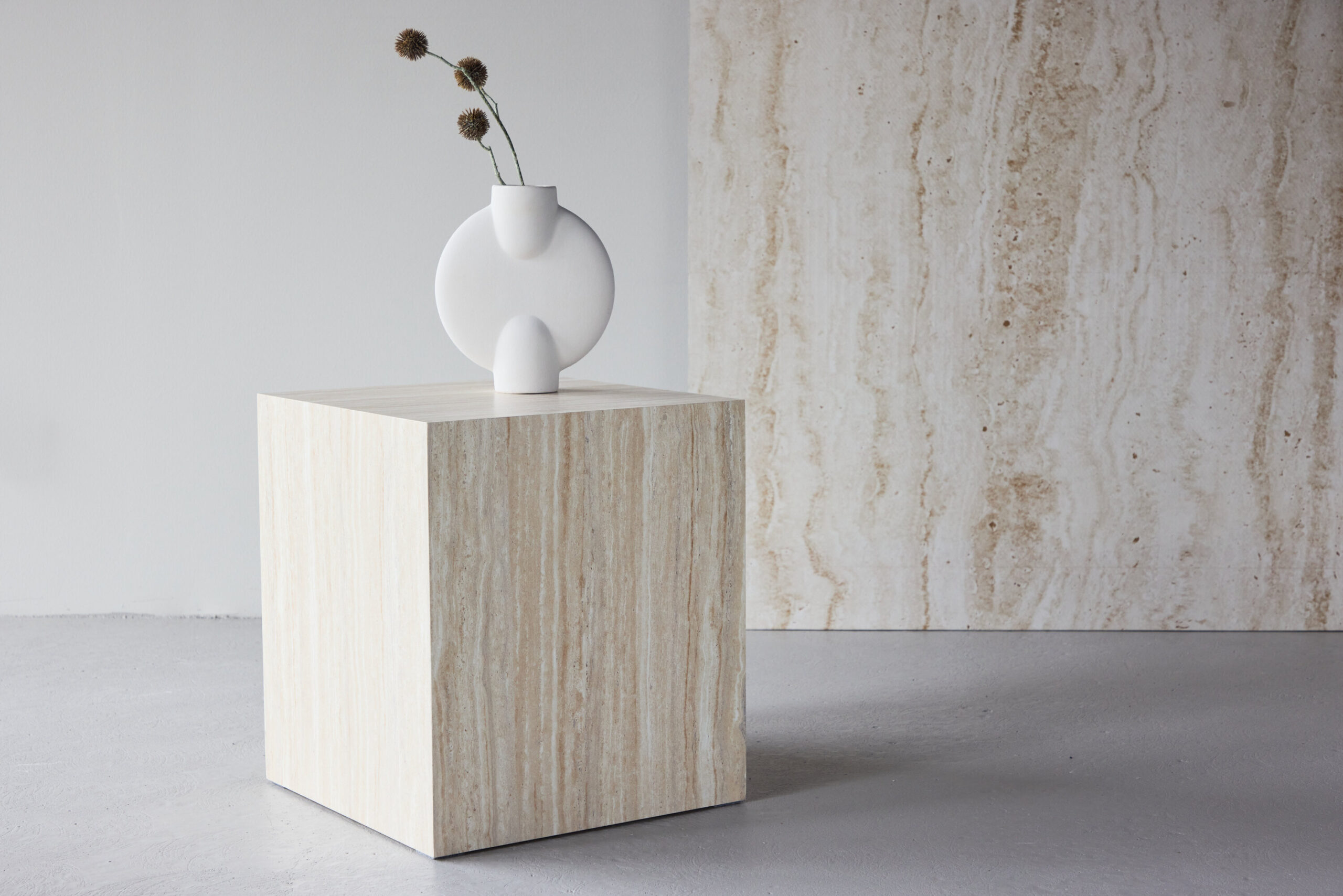 Table basse York - 45x40x40 cm - Aspect travertin