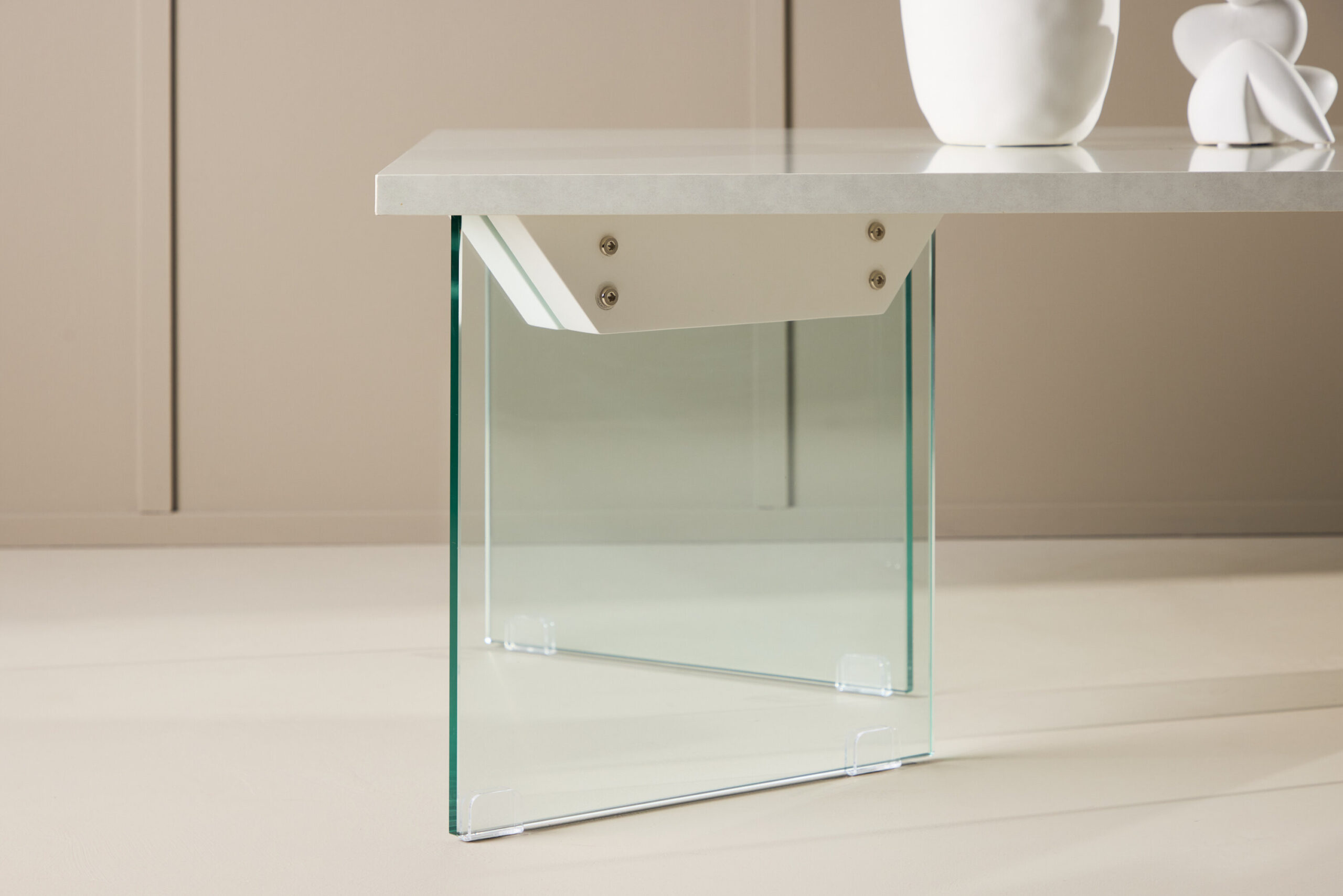 Table basse Ester - 120x80x42 cm - Verre / Aspect béton – Image 3