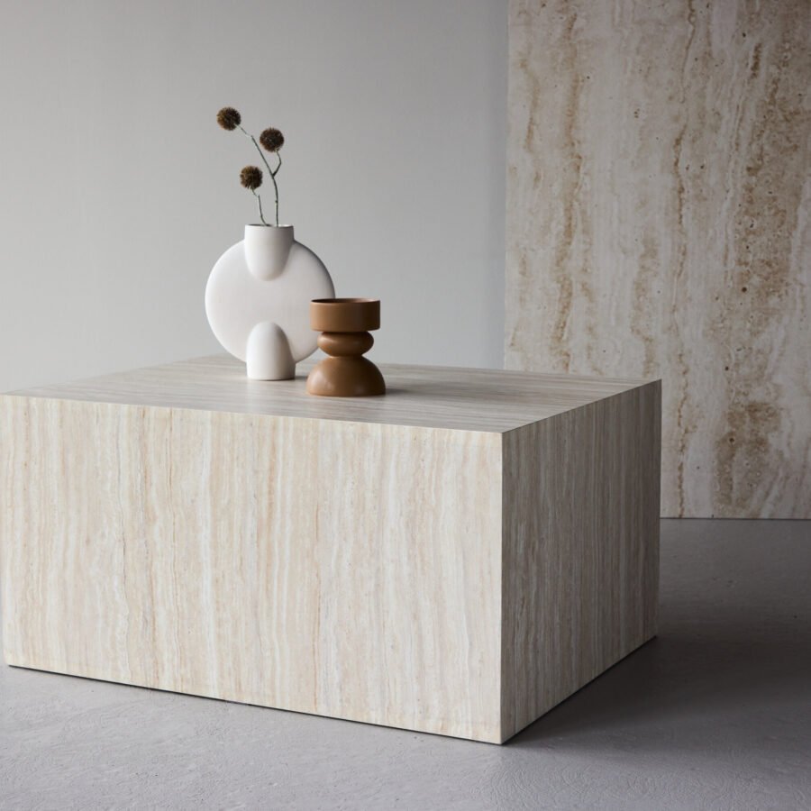 Table basse York - 40x60x80 cm - Aspect travertin