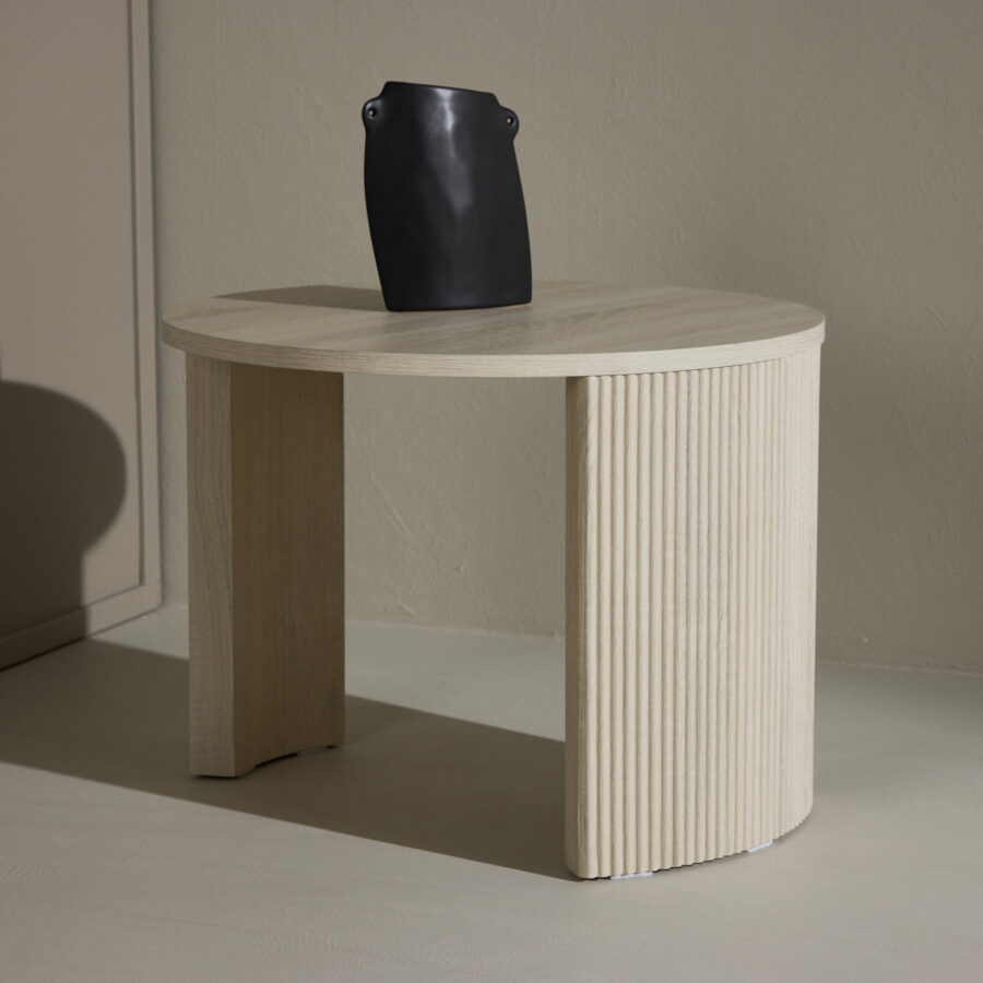 Table basse Bristol - ø60x45 cm - Bois blanchi