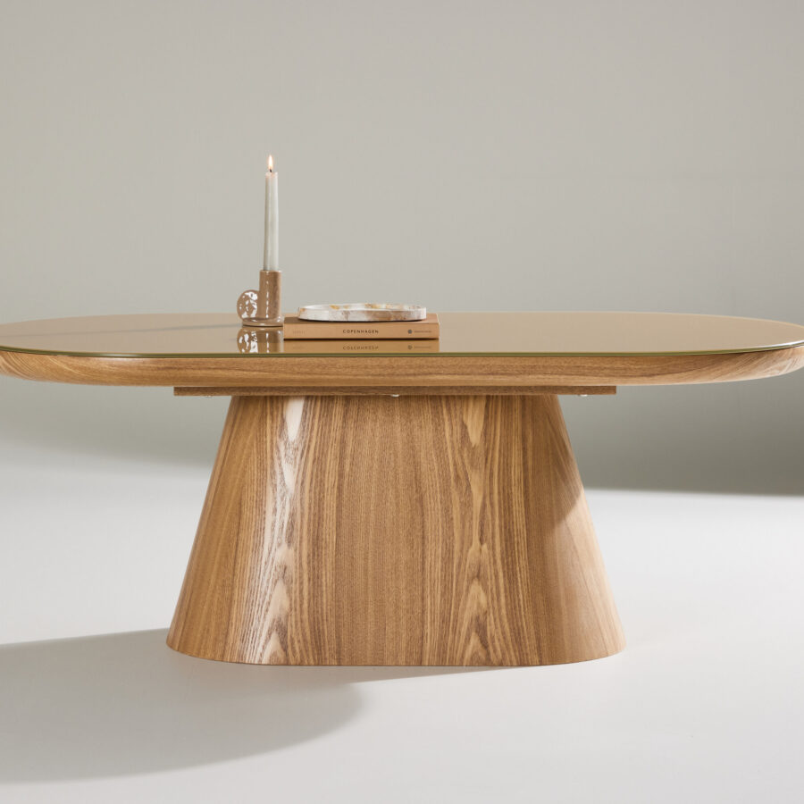 Table basse Castor - Naturel / Plateau en verre