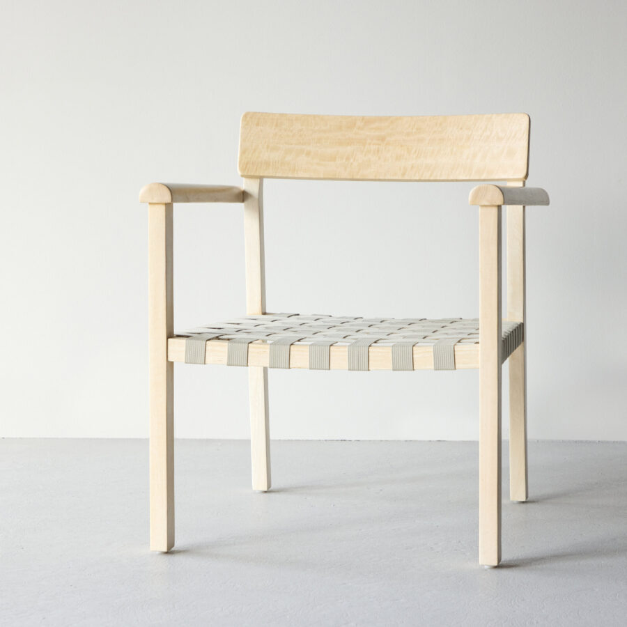 Fauteuil Krois en bois de manguier naturel - Tissu gris en polyester