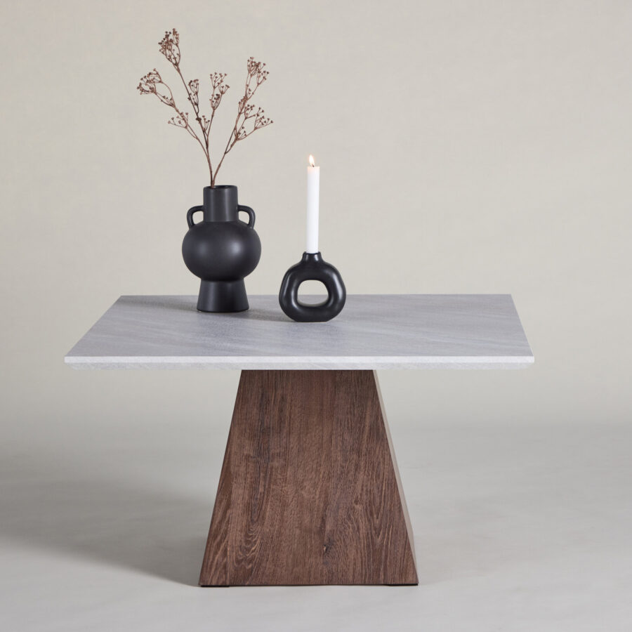 Table basse Cael 80×80×45 cm - Moka  aspect pierre