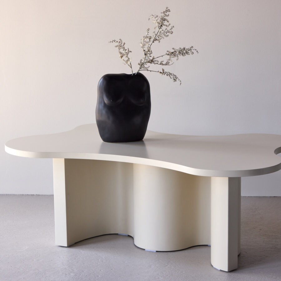 Table basse Flow 120×80×45 cm - Aspect beige laqué PU