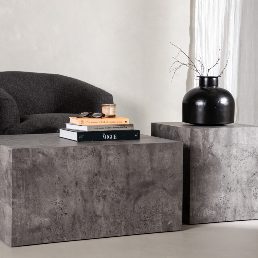 Table basse York haute + basse - Gris / Aspect marbre