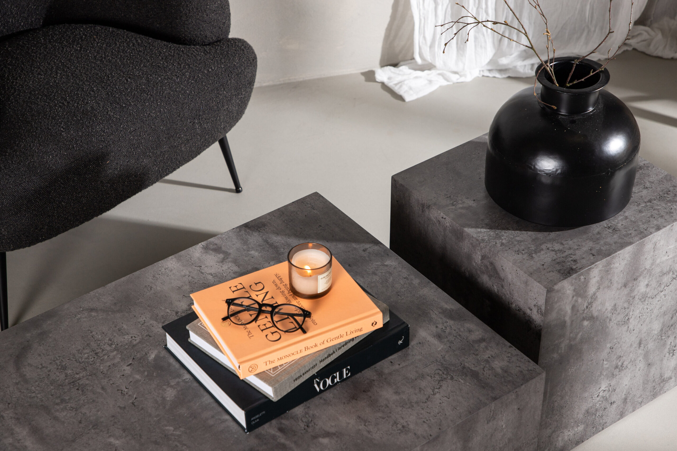 Table basse York haute + basse - Gris / Aspect marbre – Image 4