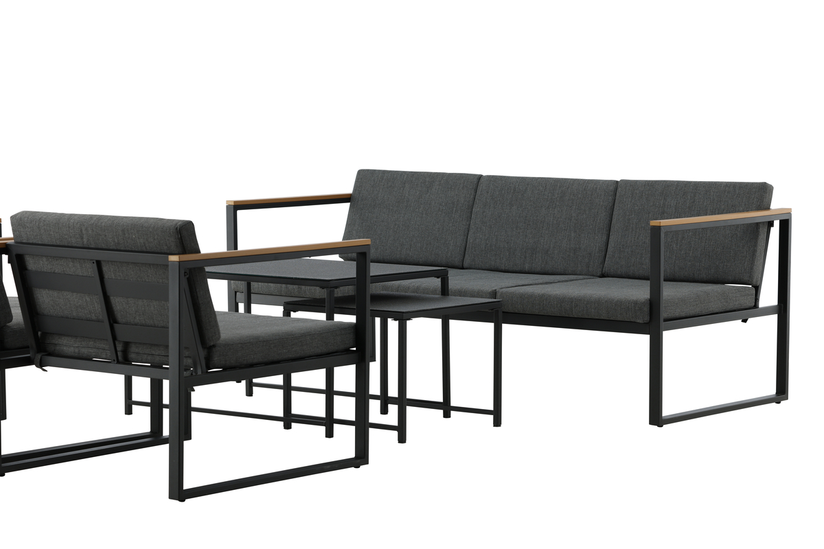 Salon lounge outdoor en acier noir avec coussins Dakar – Image 11
