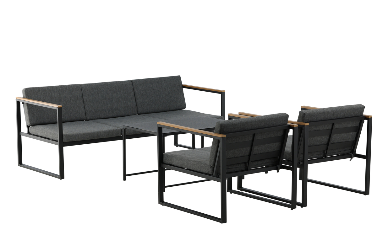 Salon lounge outdoor en acier noir avec coussins Dakar – Image 12