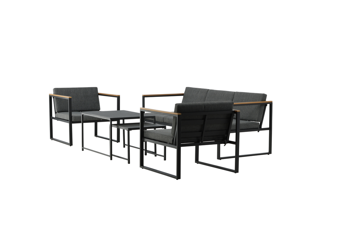 Salon lounge outdoor en acier noir avec coussins Dakar – Image 4