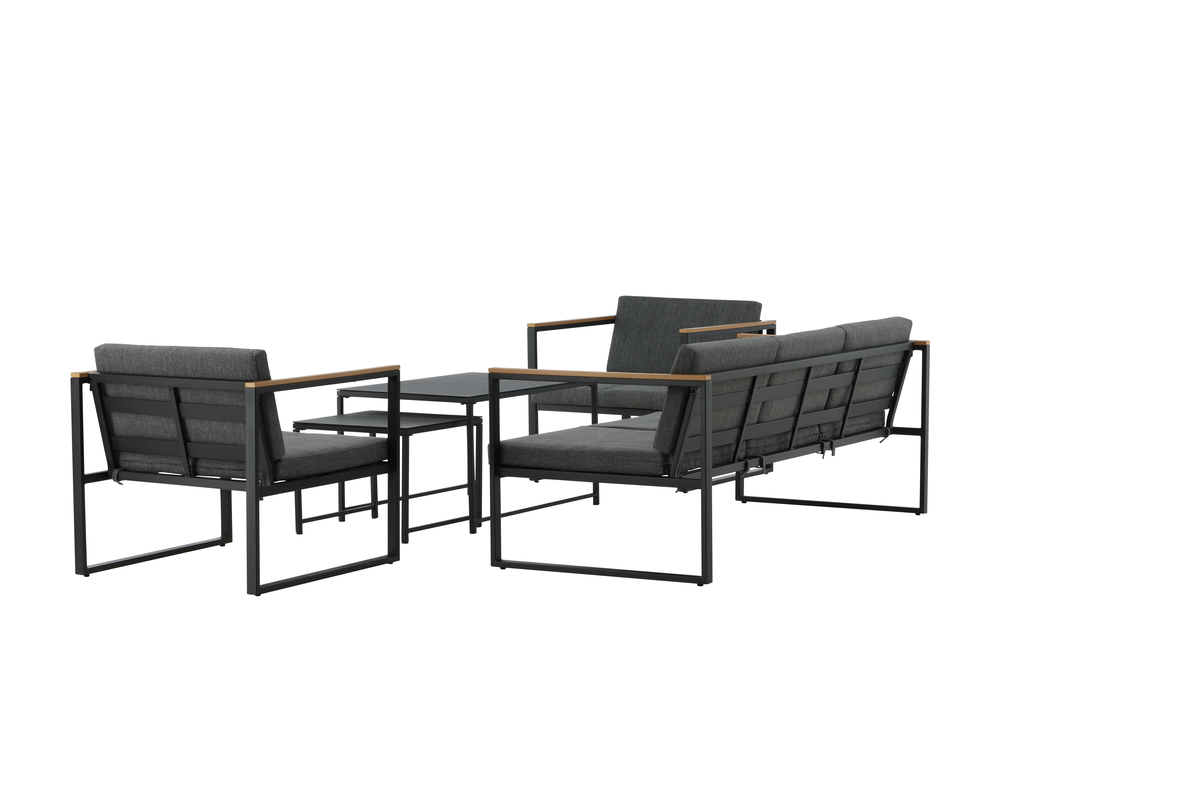 Salon lounge outdoor en acier noir avec coussins Dakar – Image 6