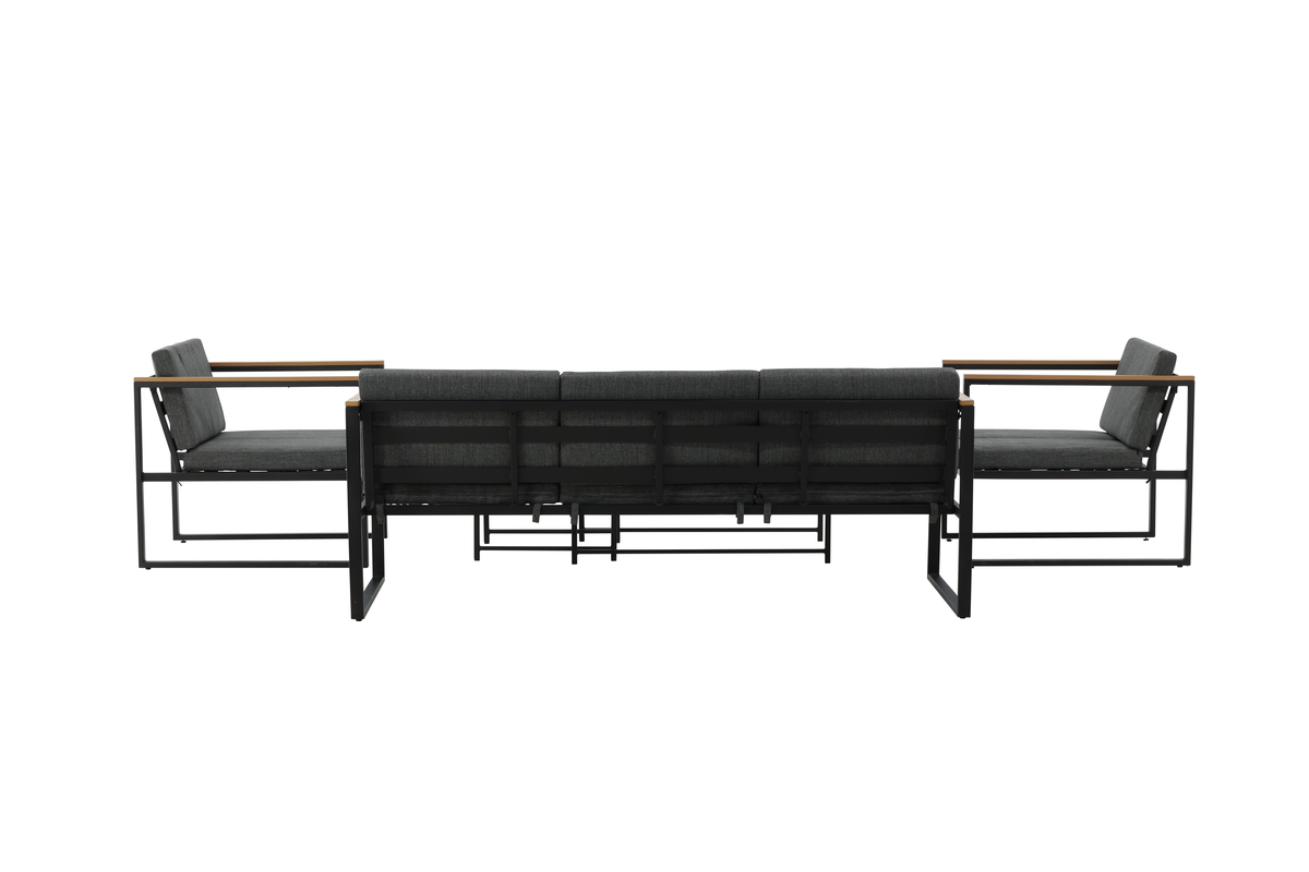 Salon lounge outdoor en acier noir avec coussins Dakar – Image 7