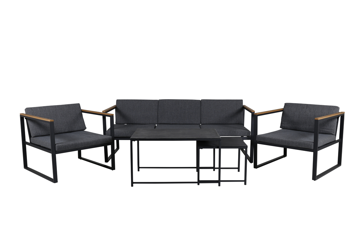 Salon lounge outdoor en acier noir avec coussins Dakar – Image 8