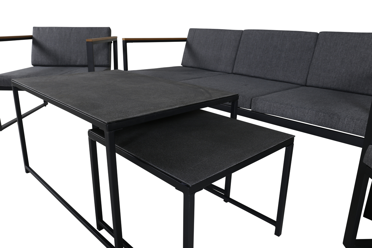 Salon lounge outdoor en acier noir avec coussins Dakar – Image 9