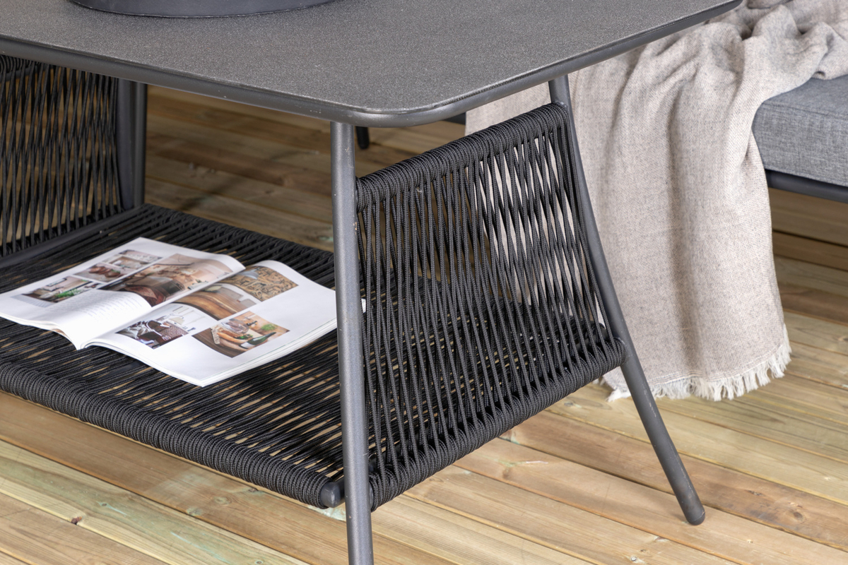 Salon de jardin en acier noir avec coussins Salon de Jardin d'Angle – Image 9