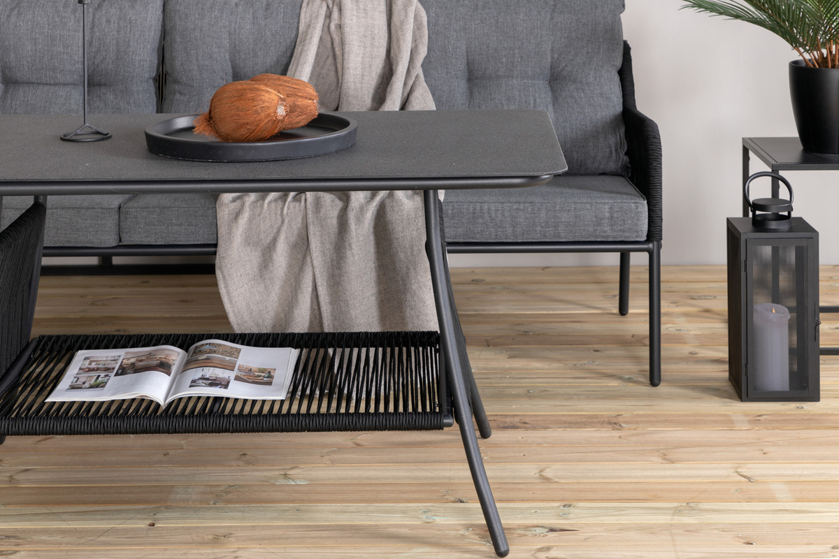 Salon de jardin en acier noir avec coussins Salon de Jardin d'Angle – Image 10