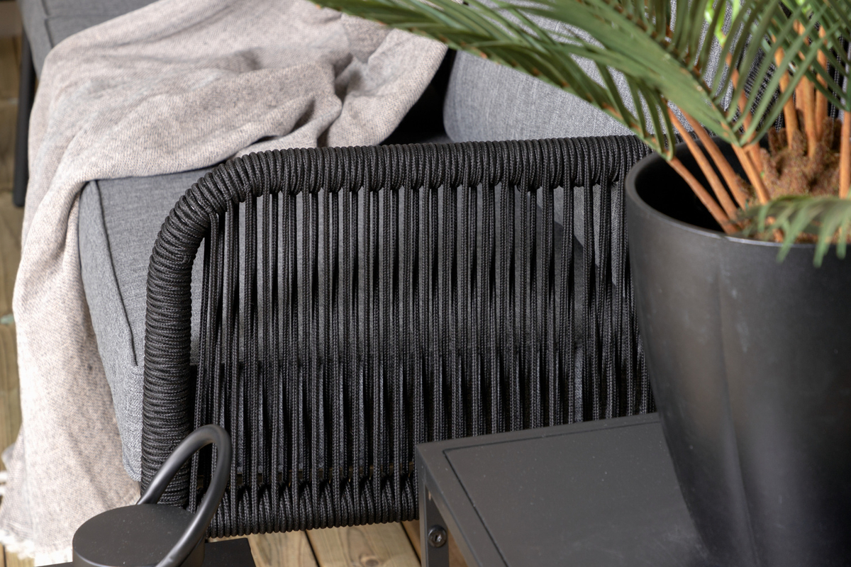 Salon de jardin en acier noir avec coussins Salon de Jardin d'Angle – Image 7