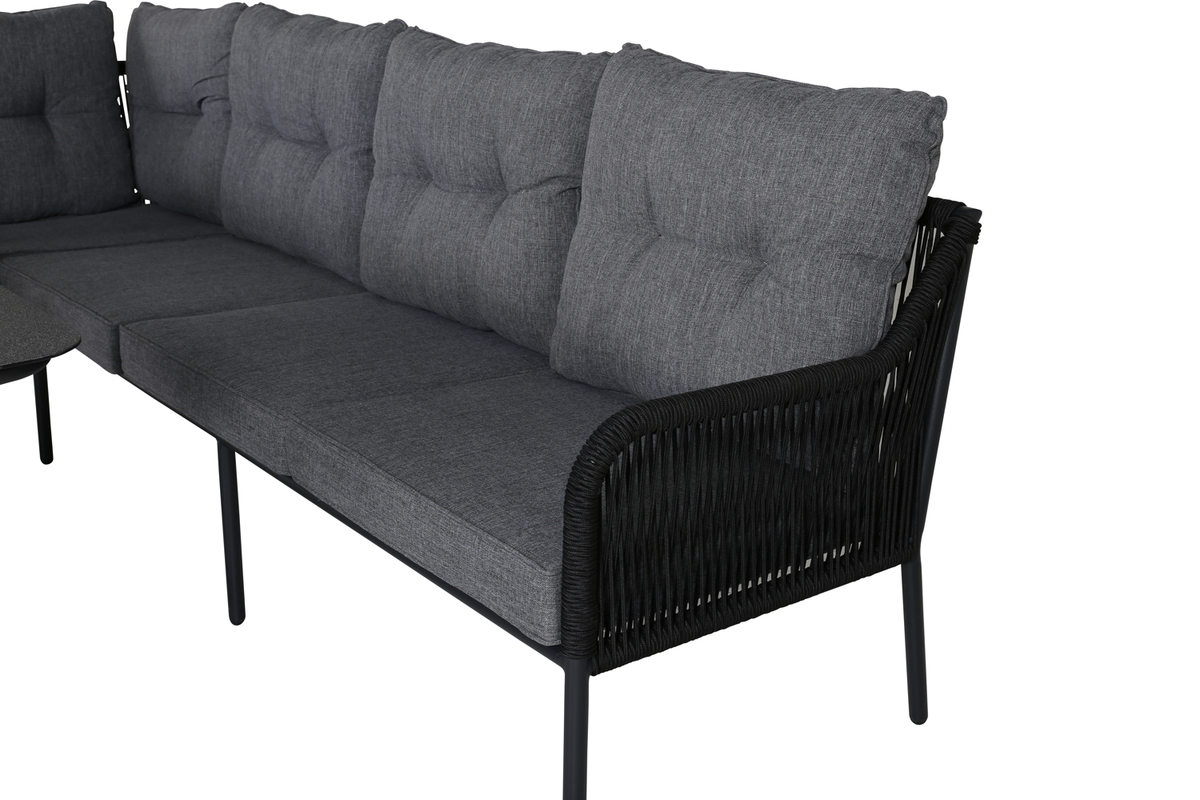 Salon de jardin en acier noir avec coussins Salon de Jardin d'Angle – Image 4