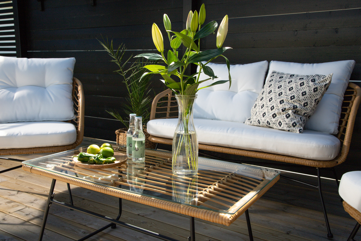 Ensemble outdoor en acier naturel avec coussins Stilren – Image 8