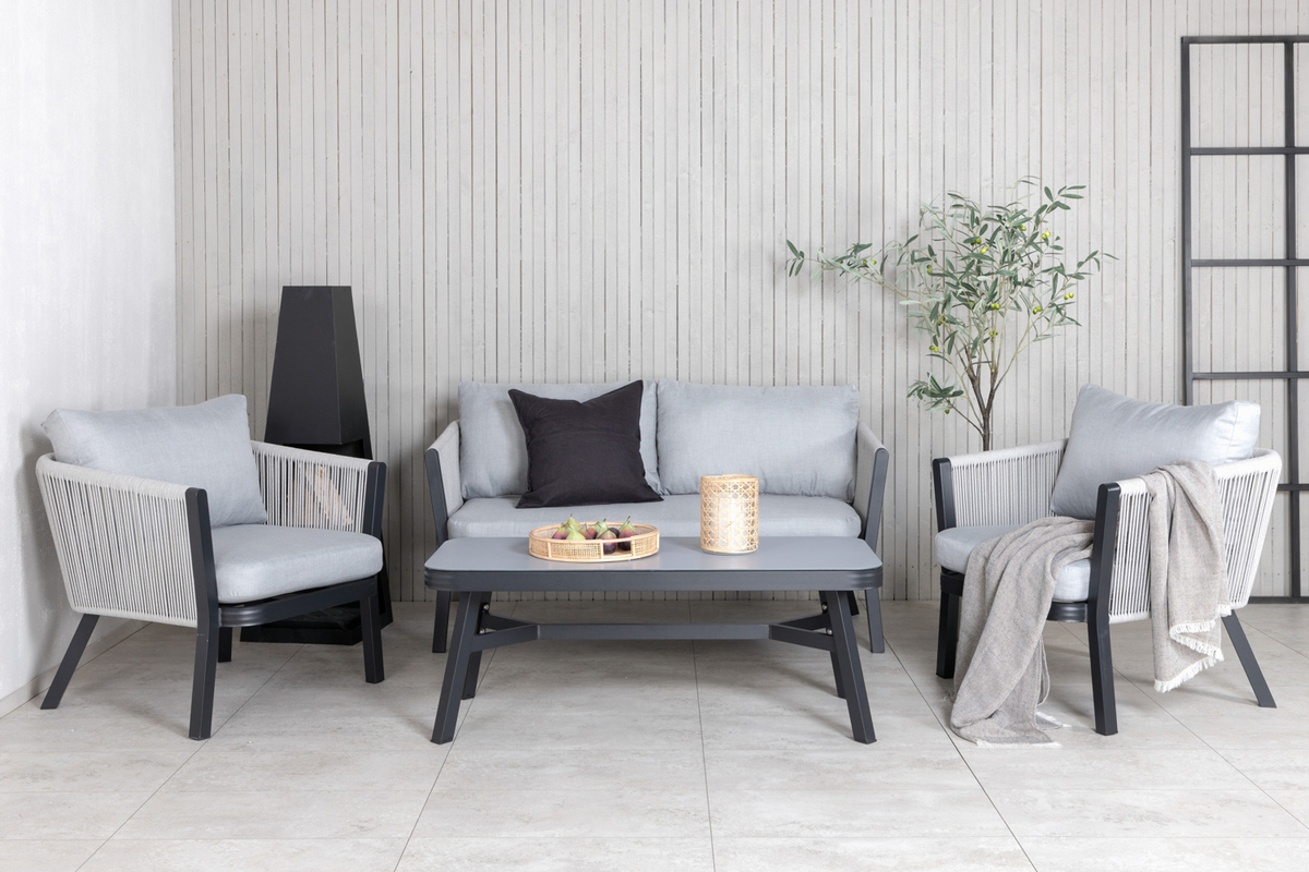 Set de jardin lounge en aluminium gris avec coussins Virya