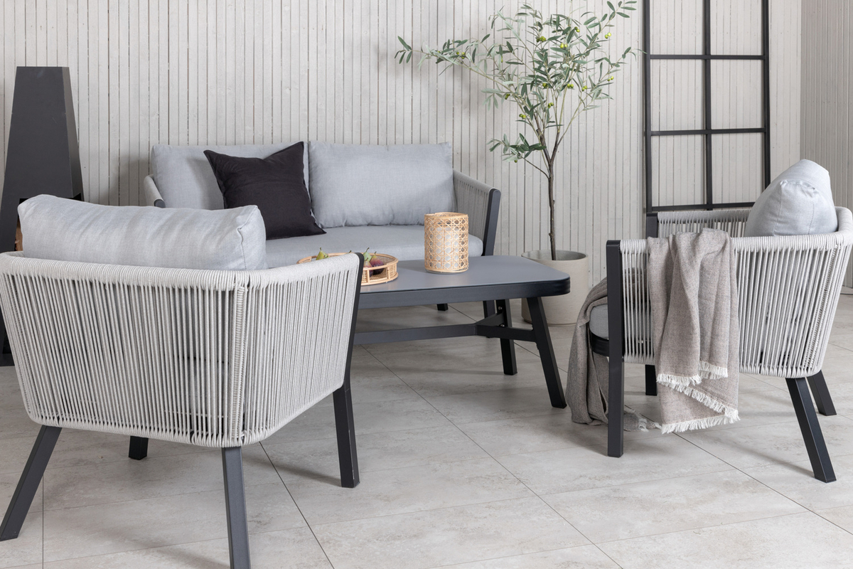 Set de jardin lounge en aluminium gris avec coussins Virya – Image 7