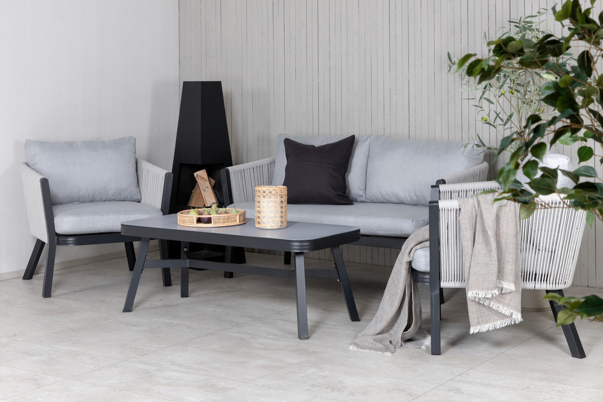 Set de jardin lounge en aluminium gris avec coussins Virya – Image 9