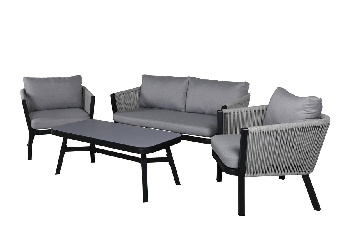 Set de jardin lounge en aluminium gris avec coussins Virya – Image 3