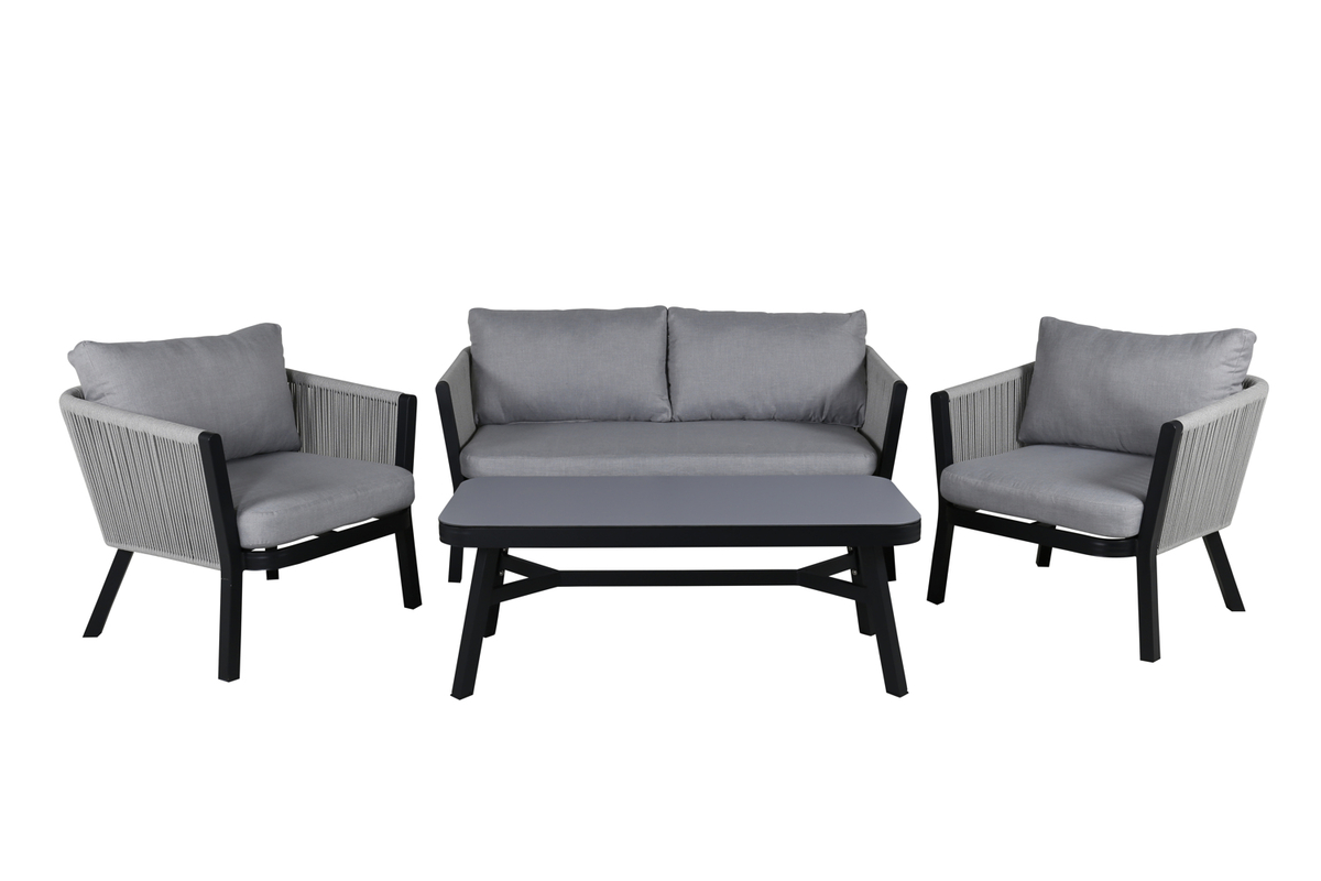 Set de jardin lounge en aluminium gris avec coussins Virya – Image 2