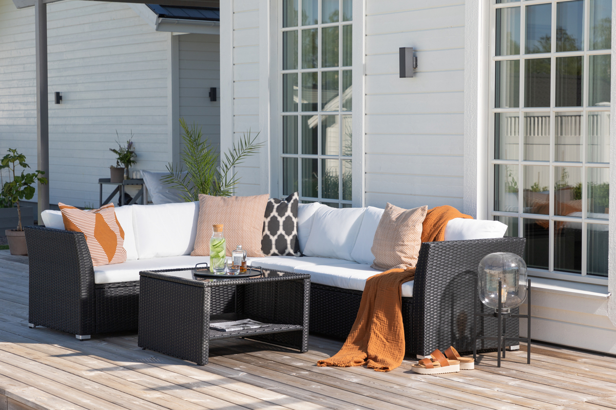 Mobilier lounge de jardin en osier noir avec coussins Haiti – Image 6