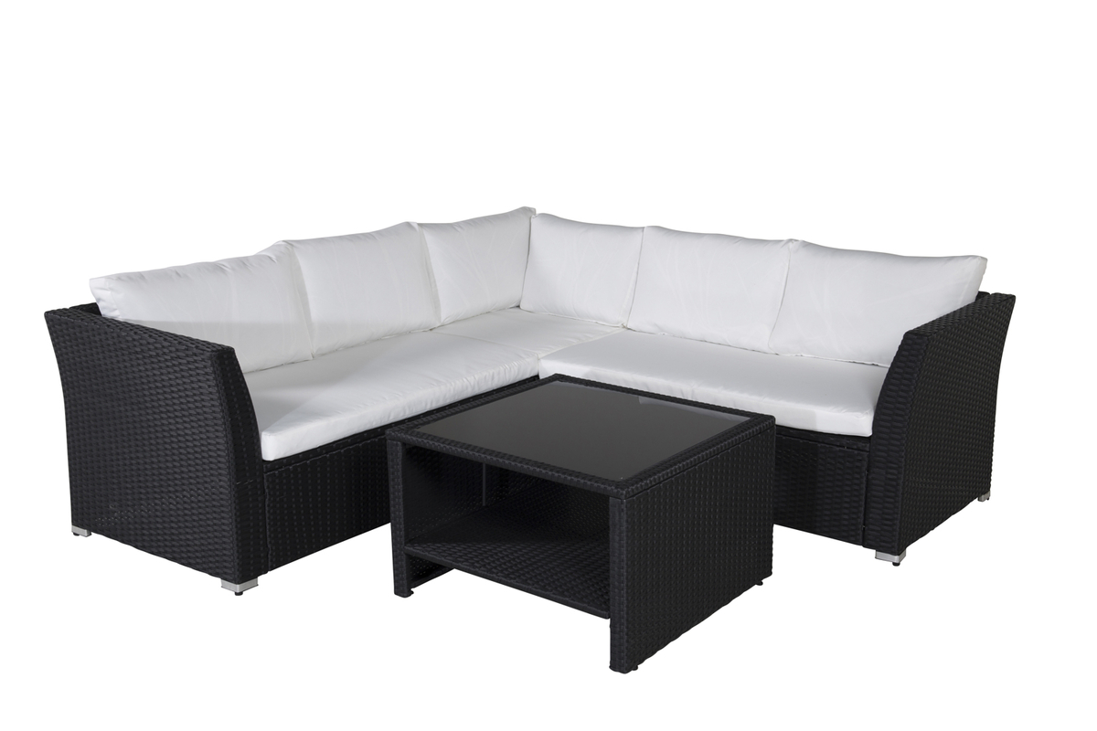Mobilier lounge de jardin en osier noir avec coussins Haiti – Image 2