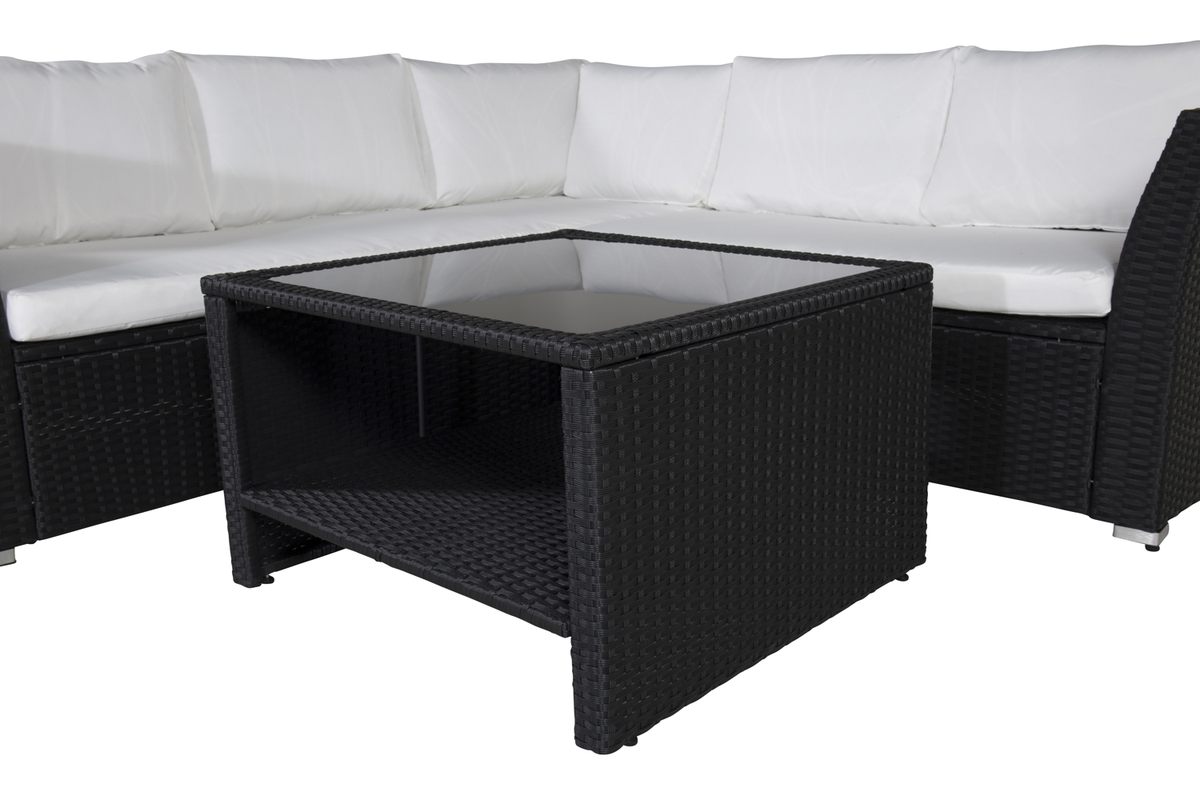 Mobilier lounge de jardin en osier noir avec coussins Haiti – Image 3