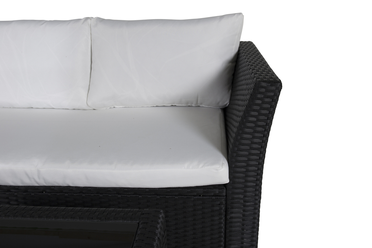 Mobilier lounge de jardin en osier noir avec coussins Haiti – Image 4
