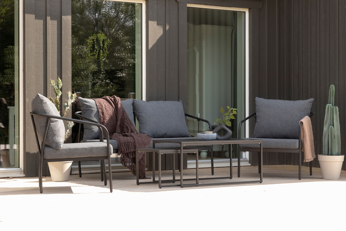 Salon lounge outdoor en acier noir avec coussins Sopot – Image 14