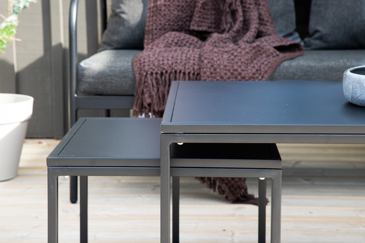 Salon lounge outdoor en acier noir avec coussins Sopot – Image 12