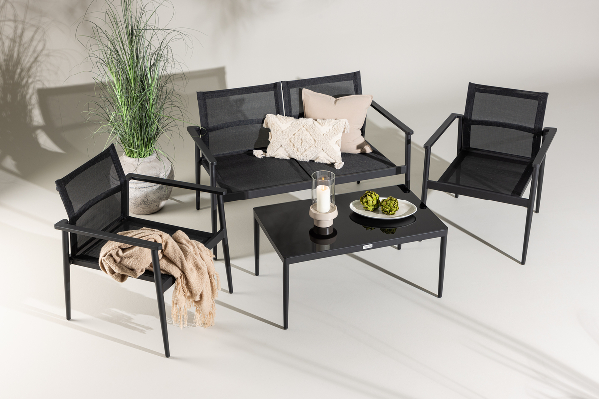 Mobilier lounge de jardin en aluminium noir Break