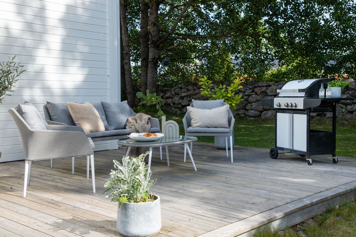 Salon d'extérieur en polyester gris avec coussins Spoga – Image 14