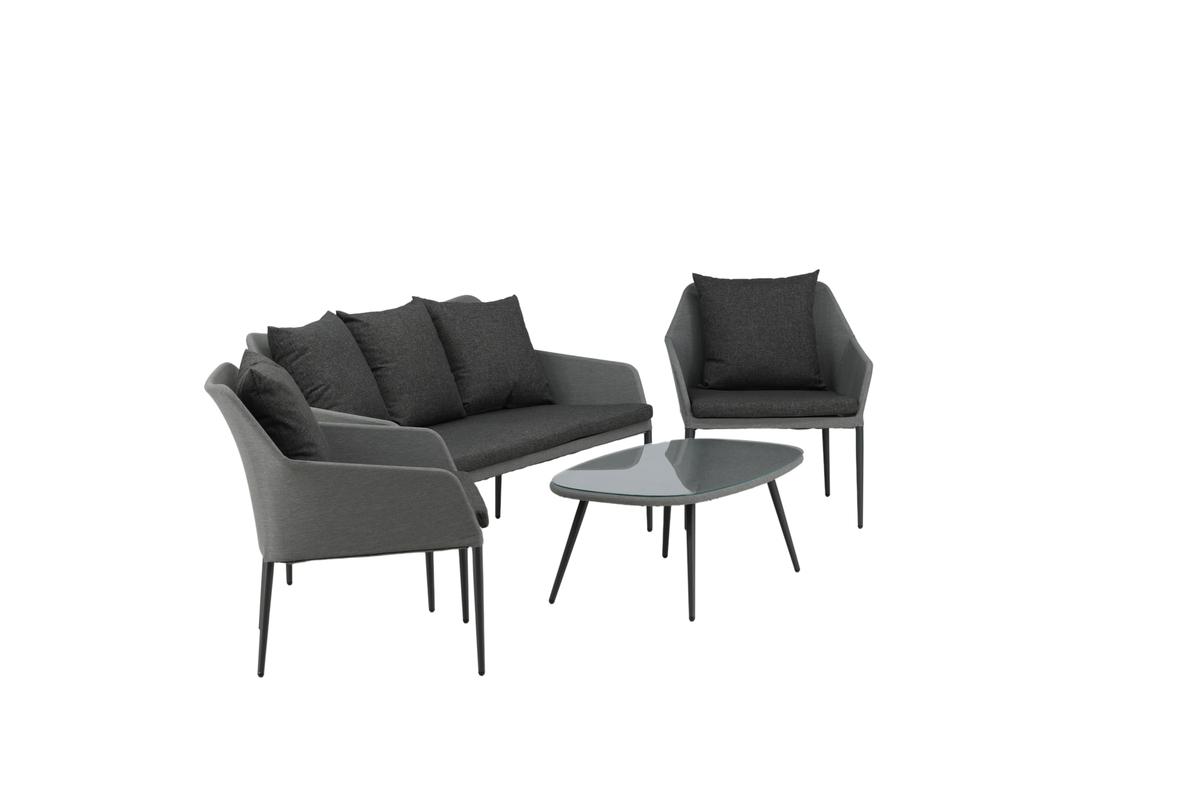 Set de jardin lounge en aluminium gris avec coussins Spoga – Image 5