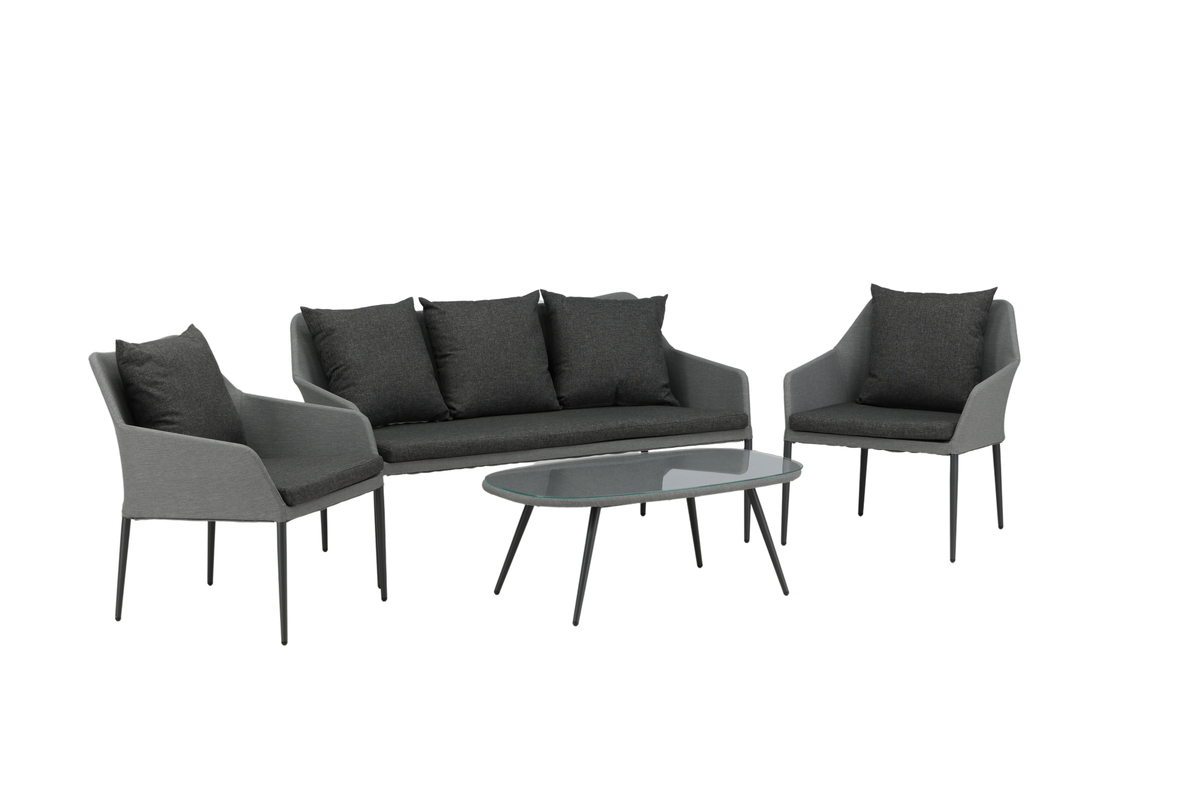 Set de jardin lounge en aluminium gris avec coussins Spoga – Image 4