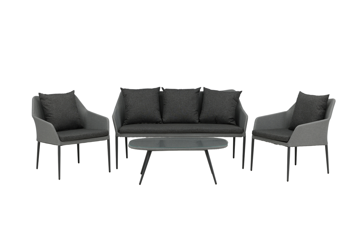 Set de jardin lounge en aluminium gris avec coussins Spoga – Image 2