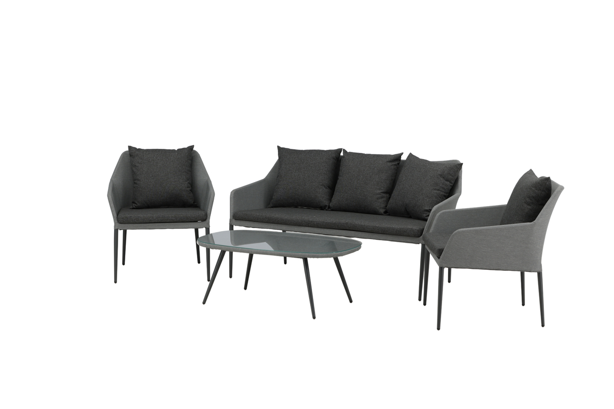 Set de jardin lounge en aluminium gris avec coussins Spoga – Image 3