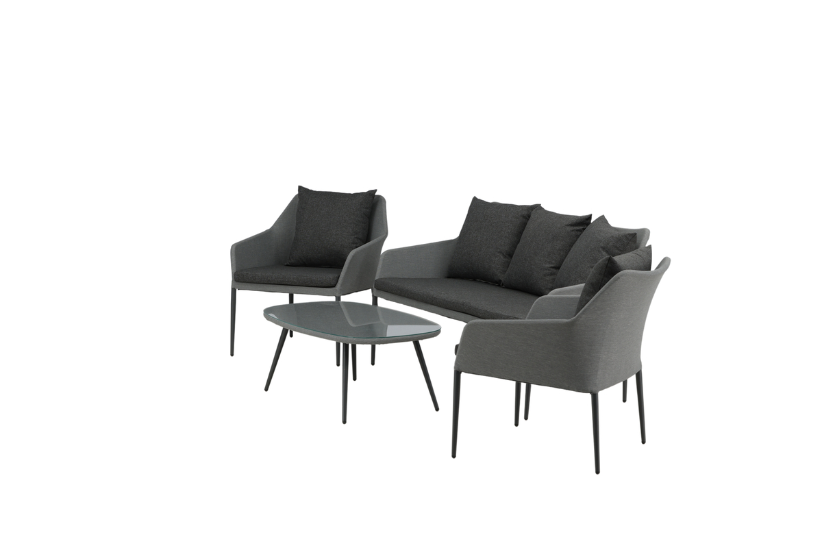 Set de jardin lounge en aluminium gris avec coussins Spoga – Image 6
