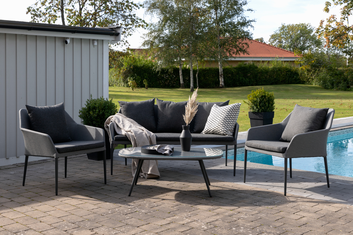 Set de jardin lounge en aluminium gris avec coussins Spoga