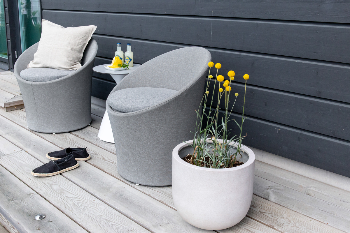 Salon de terrasse en aluminium gris avec coussins Detta – Image 16