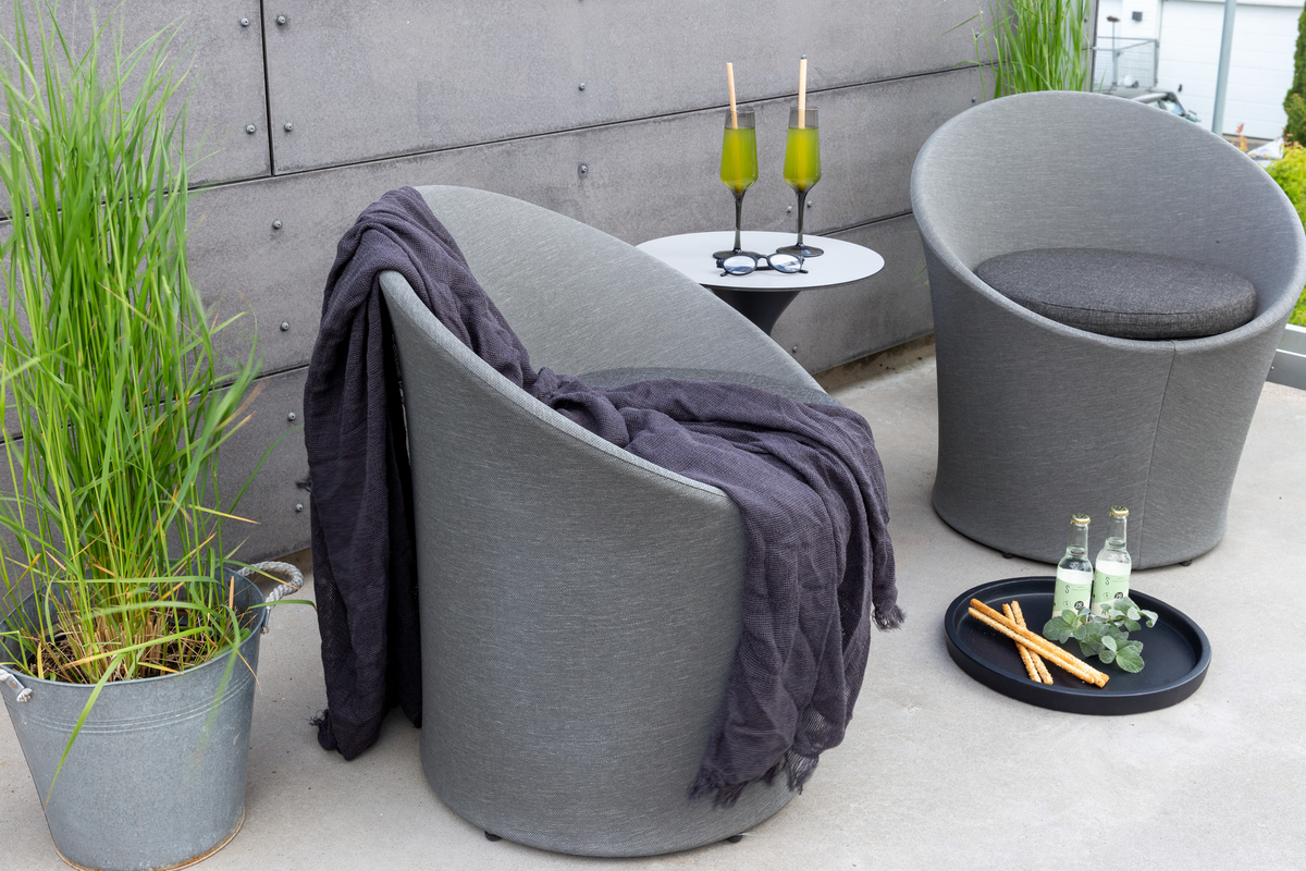 Ensemble salon extérieur en aluminium gris avec coussins Salon Lounge Extérieur – Image 3