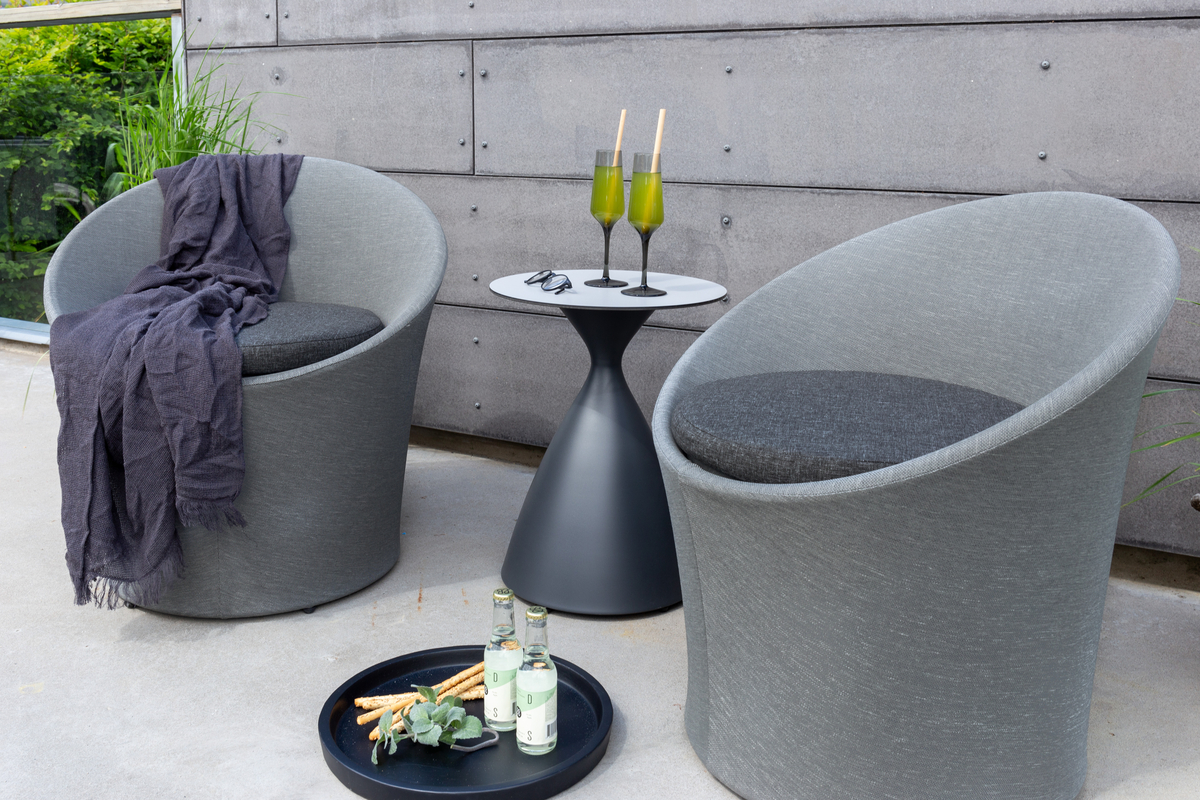 Ensemble salon extérieur en aluminium gris avec coussins Salon Lounge Extérieur – Image 4