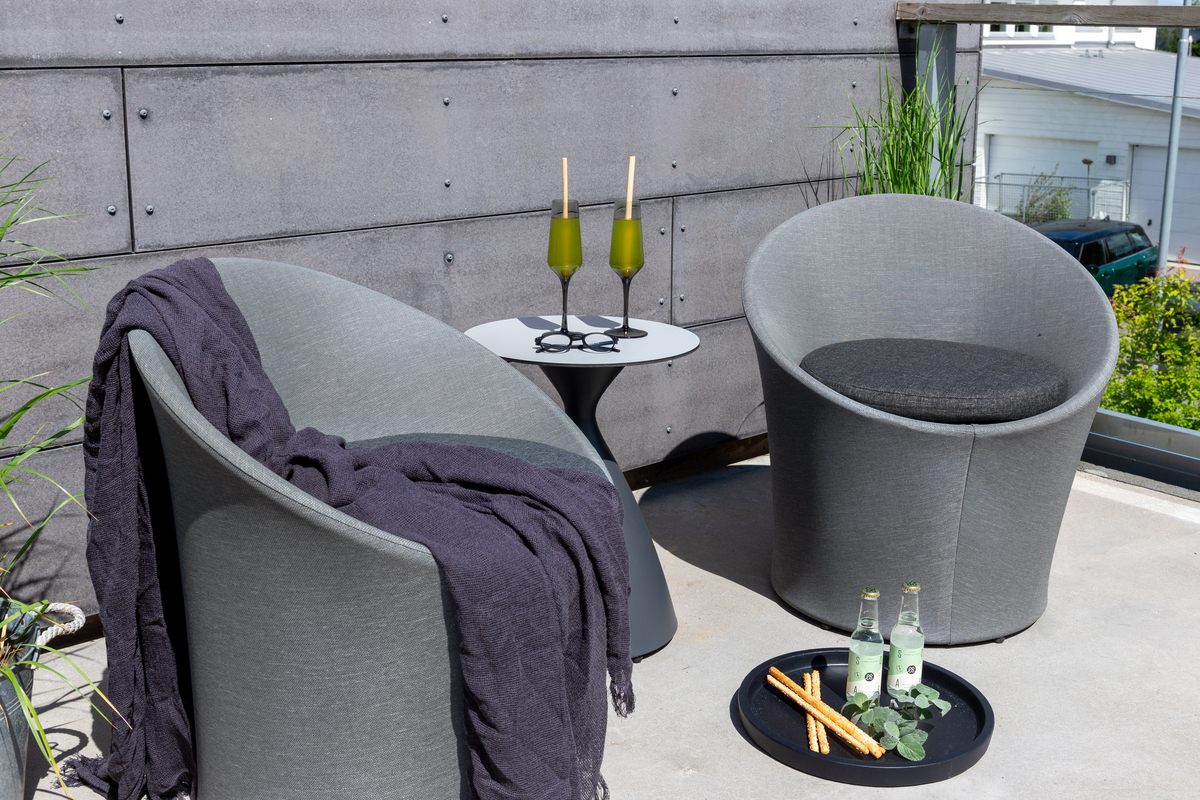 Ensemble salon extérieur en aluminium gris avec coussins Salon Lounge Extérieur – Image 5