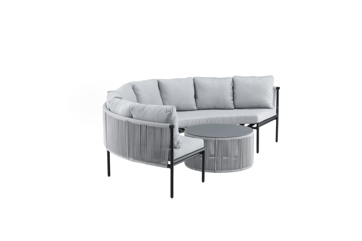 Salon lounge outdoor en aluminium gris avec coussins Virya – Image 4