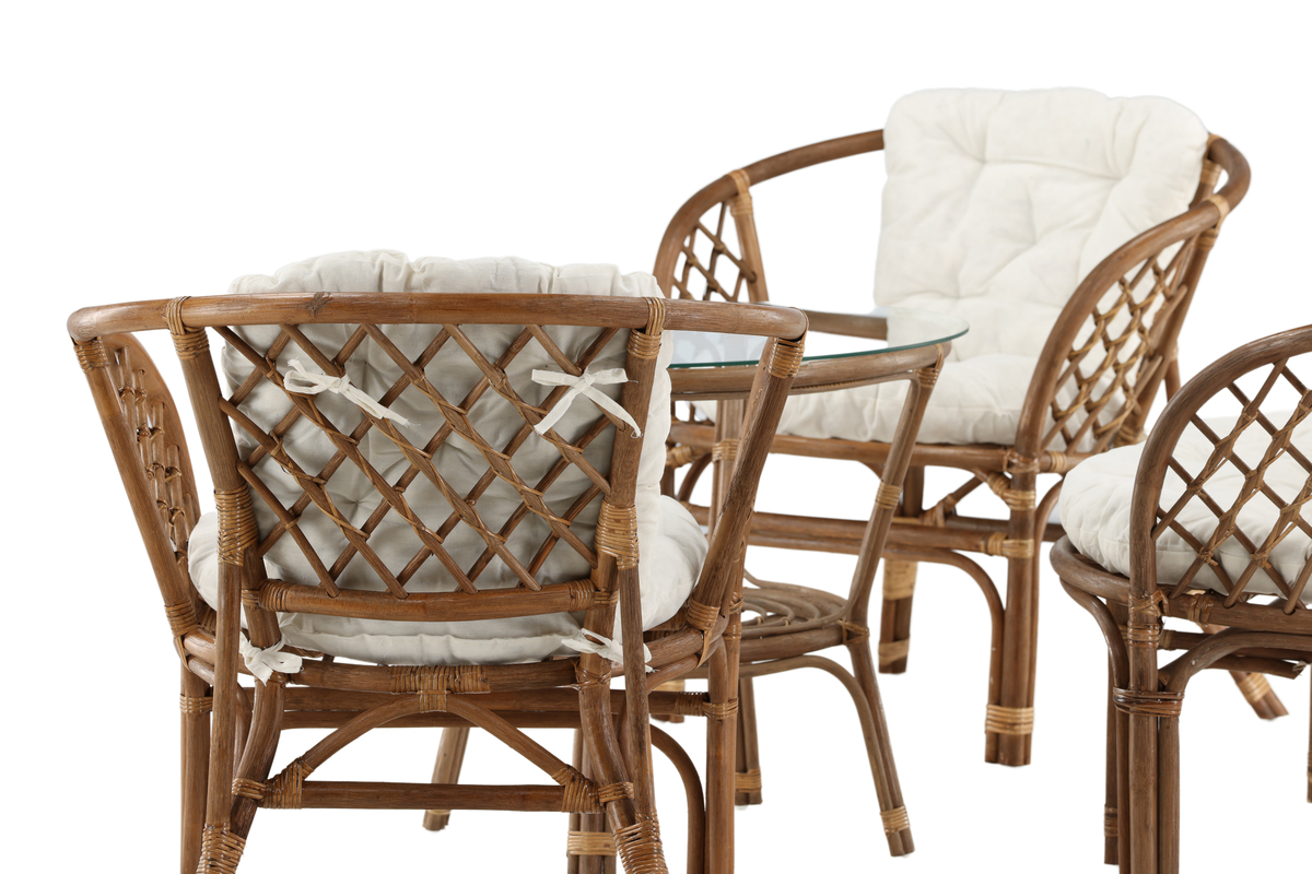 Salon de jardin en rotin dark walnut avec coussins Wera – Image 8