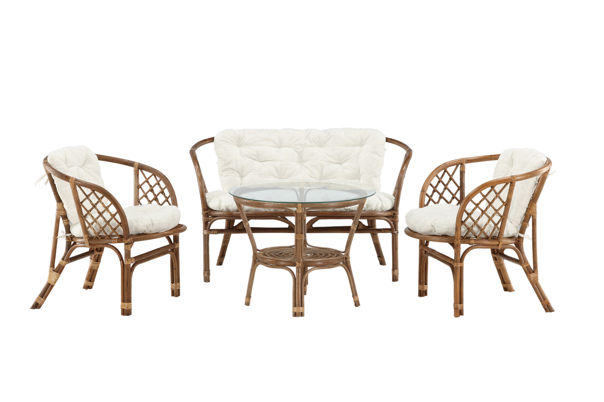 Salon de jardin en rotin dark walnut avec coussins Wera – Image 2