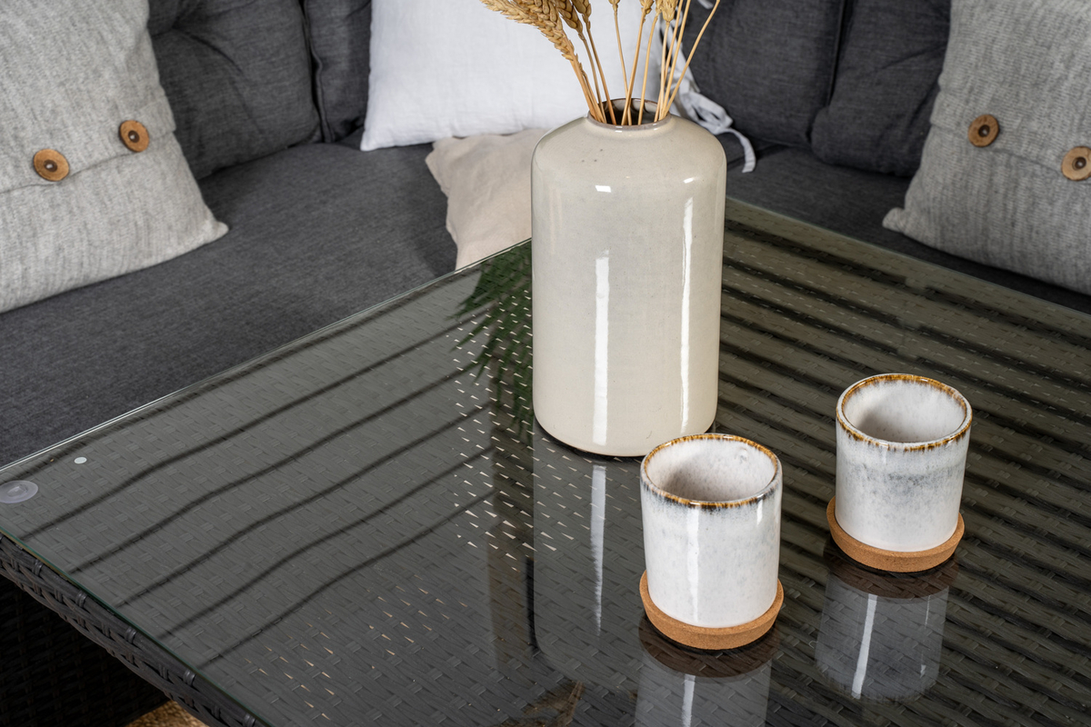 Set de jardin lounge en osier noir avec coussins Salon de Jardin d'Angle – Image 6